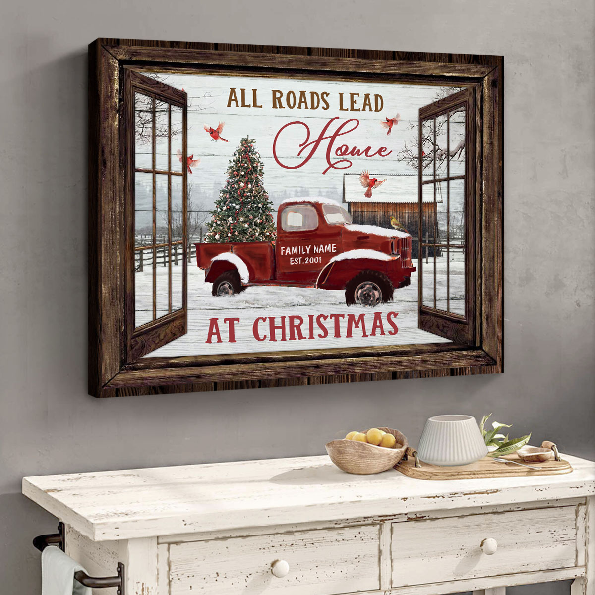 All Hearts Come Home For Christmas - Personalized Red Truck Family Name Sign - Family Christmas Gifts 1 All Hearts Come Home For Christmas - Personalized Red Truck Family Name Sign - Family Christmas Gifts
