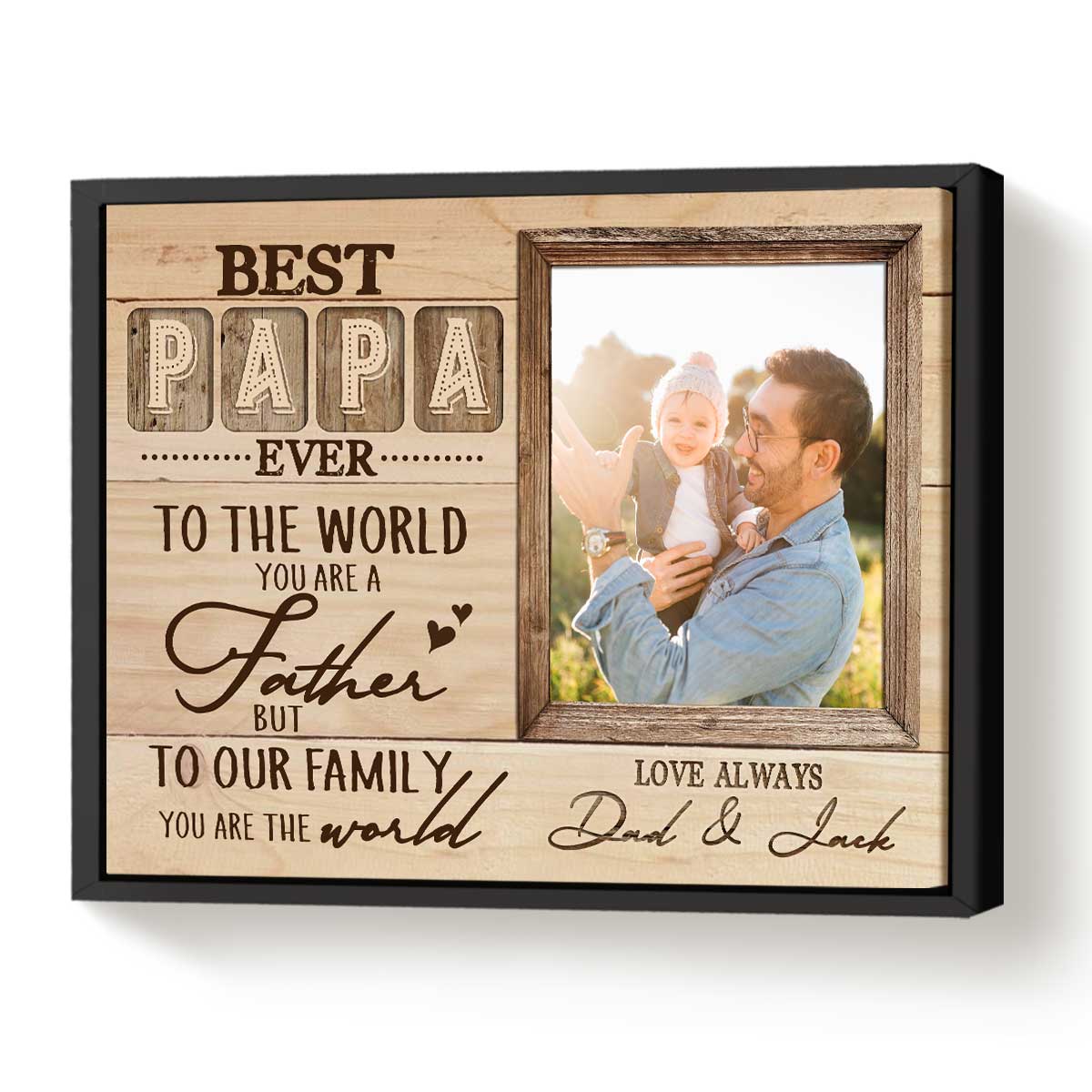 Best Papa Ever Personalized Photo Dad Canvas Print Gifts For