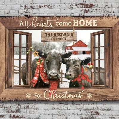 It's The Most Wonderful Time - Black Angus Personalized Farmhouse Sign - Christmas Wall Decoration