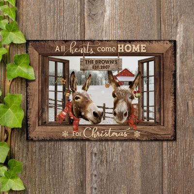 It's The Most Wonderful Time - Donkey Personalized Farm Sign - Custom Christmas Canvas Art - Farmhouse Christmas Decoration