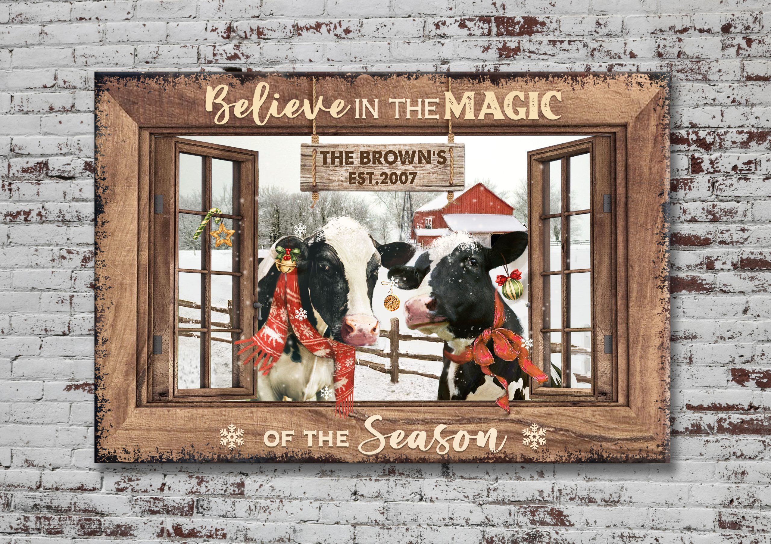 It's The Most Wonderful Time - Dairy Cow Personalized Farm Metal Sign - Custom Holiday Wall Art - Farmhouse Christmas Wall Decoration 1 It's The Most Wonderful Time - Dairy Cow Personalized Farm Sign - Custom Holiday Wall Art - Farmhouse Christmas Wall Decoration