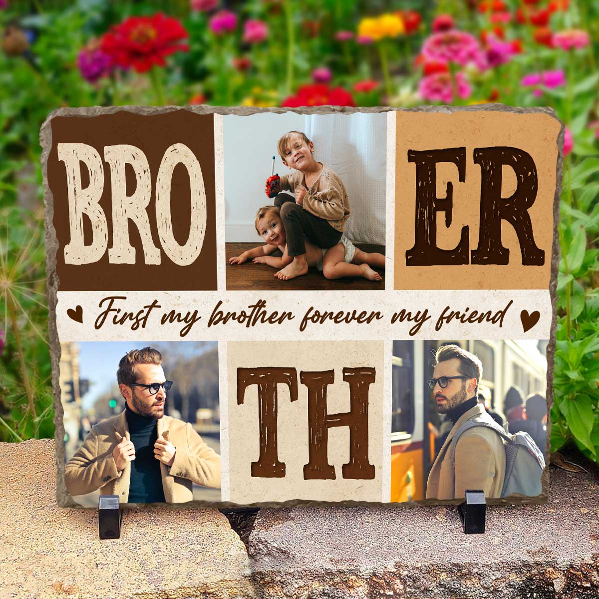 First My Brother Forever My Friend - Personalized Brother Photo Slate Stone - Photo Gifts for Brother 1 First My Brother Forever My Friend - Personalized Brother Photo Slate Stone - Photo Gifts for Brother