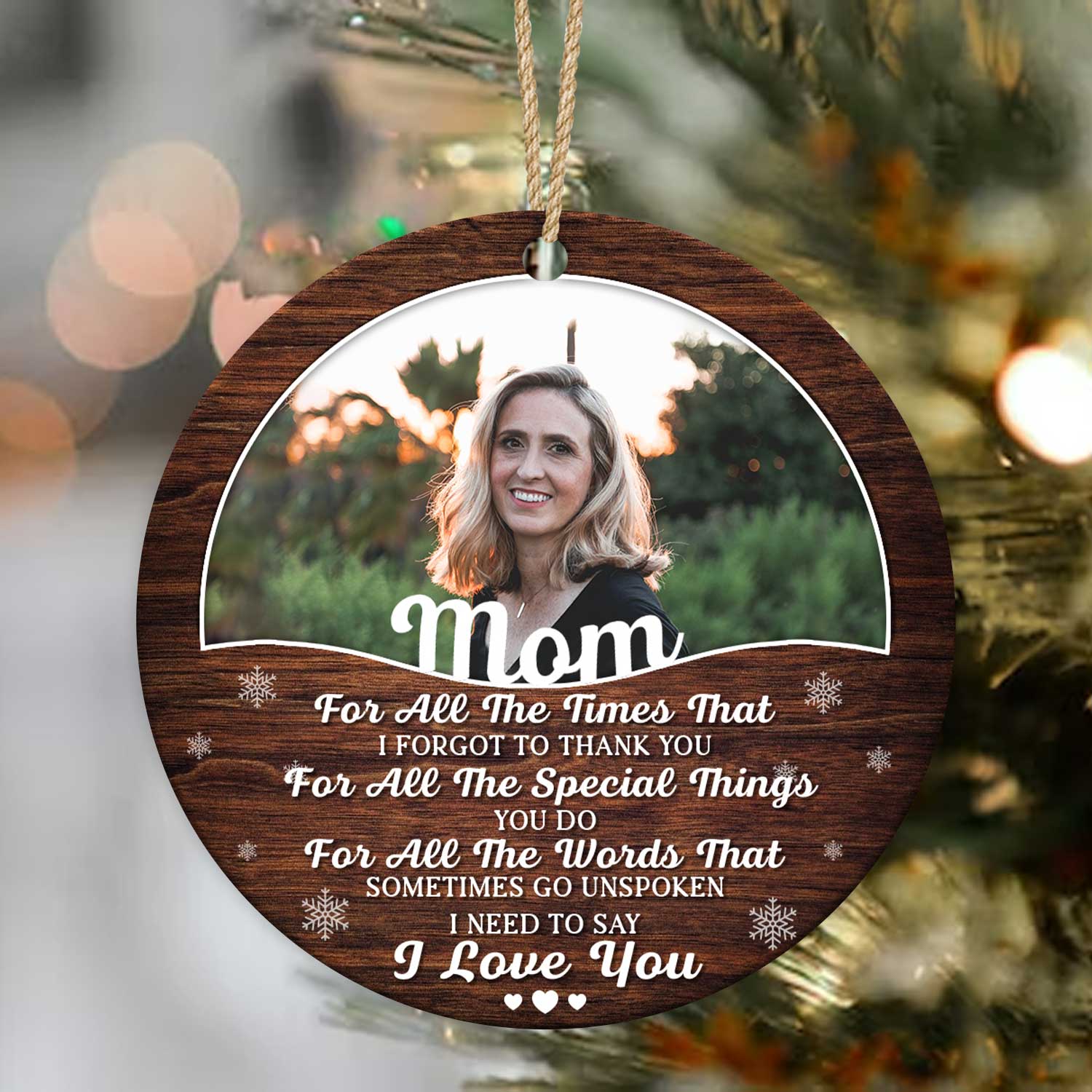 I Love You Personalized Mom Photo Christmas Ceramic Ornament