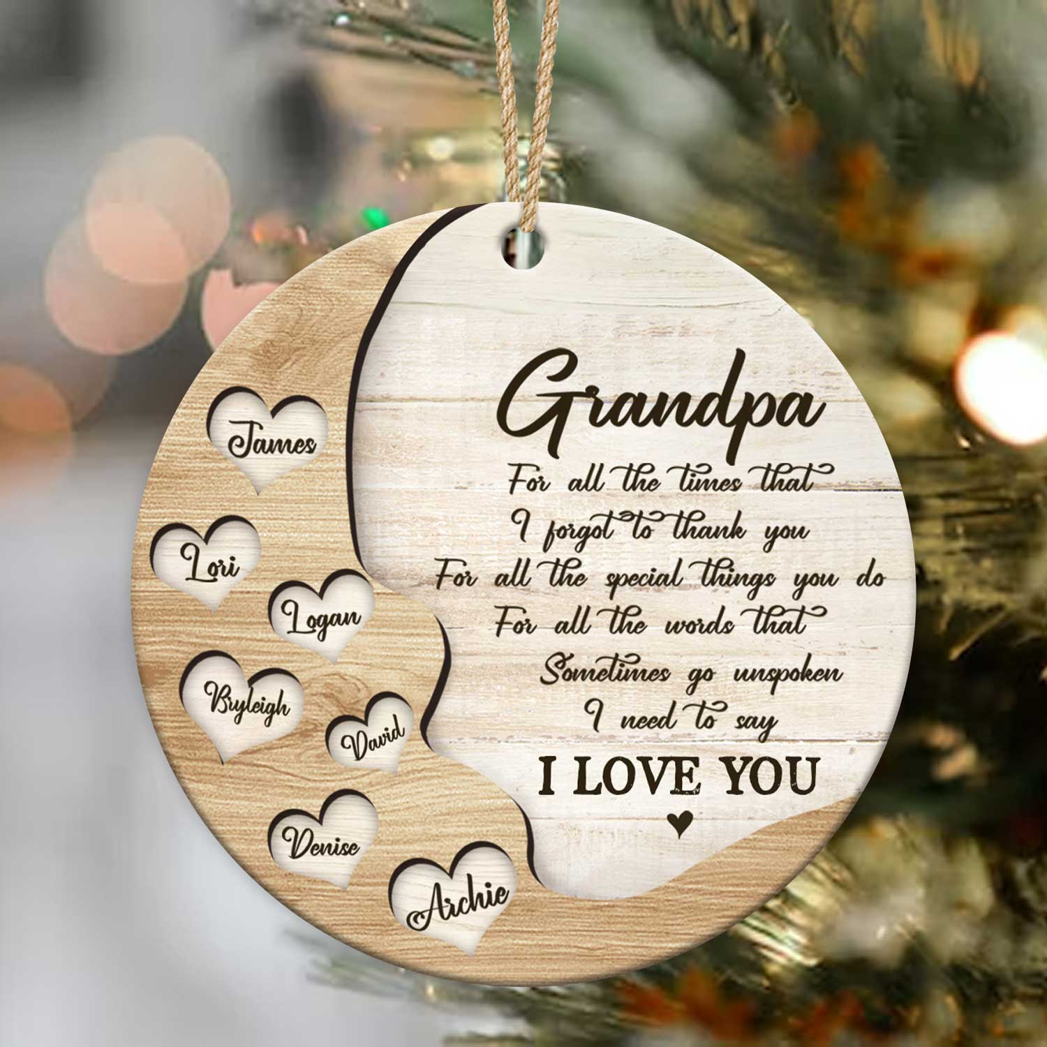 Thank You - Grandma Custom Ceramic Ornament With Grandkids Name - Grandma Ornament 1 Thank You - Grandpa Custom Ceramic Ornament With Grandkids Name - Grandpa Christmas Tree Ornament