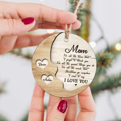 Thank You - Mom Custom Ceramic Ornament With Kids Name - Mom Christmas Tree Ornament