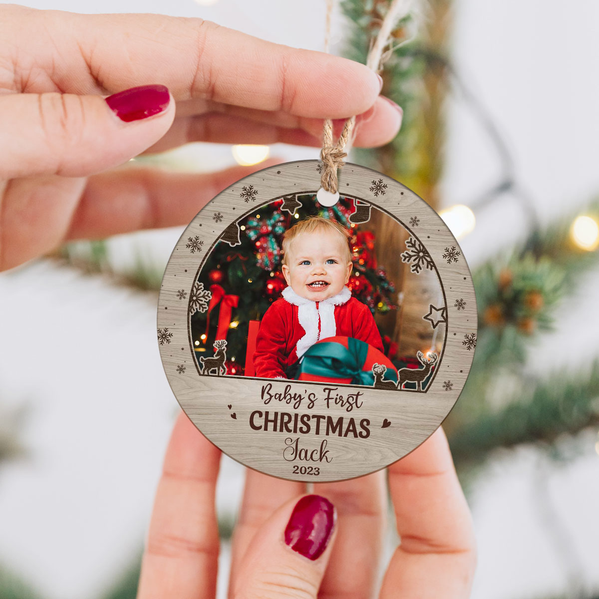 Baby First Christmas - Personalized NewBorn Baby Photo Ceramic Ornament - Baby's 1st Christmas Bauble Decorations 1 Baby First Christmas 2023 - Personalized NewBorn Baby Photo Ceramic Ornament - Baby's 1st Christmas Bauble Decorations