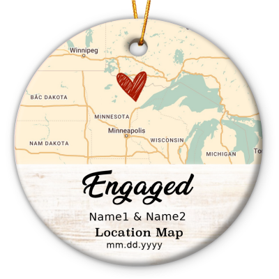 engagement personalized location map ceramic ornament christmas gift for newlyweds