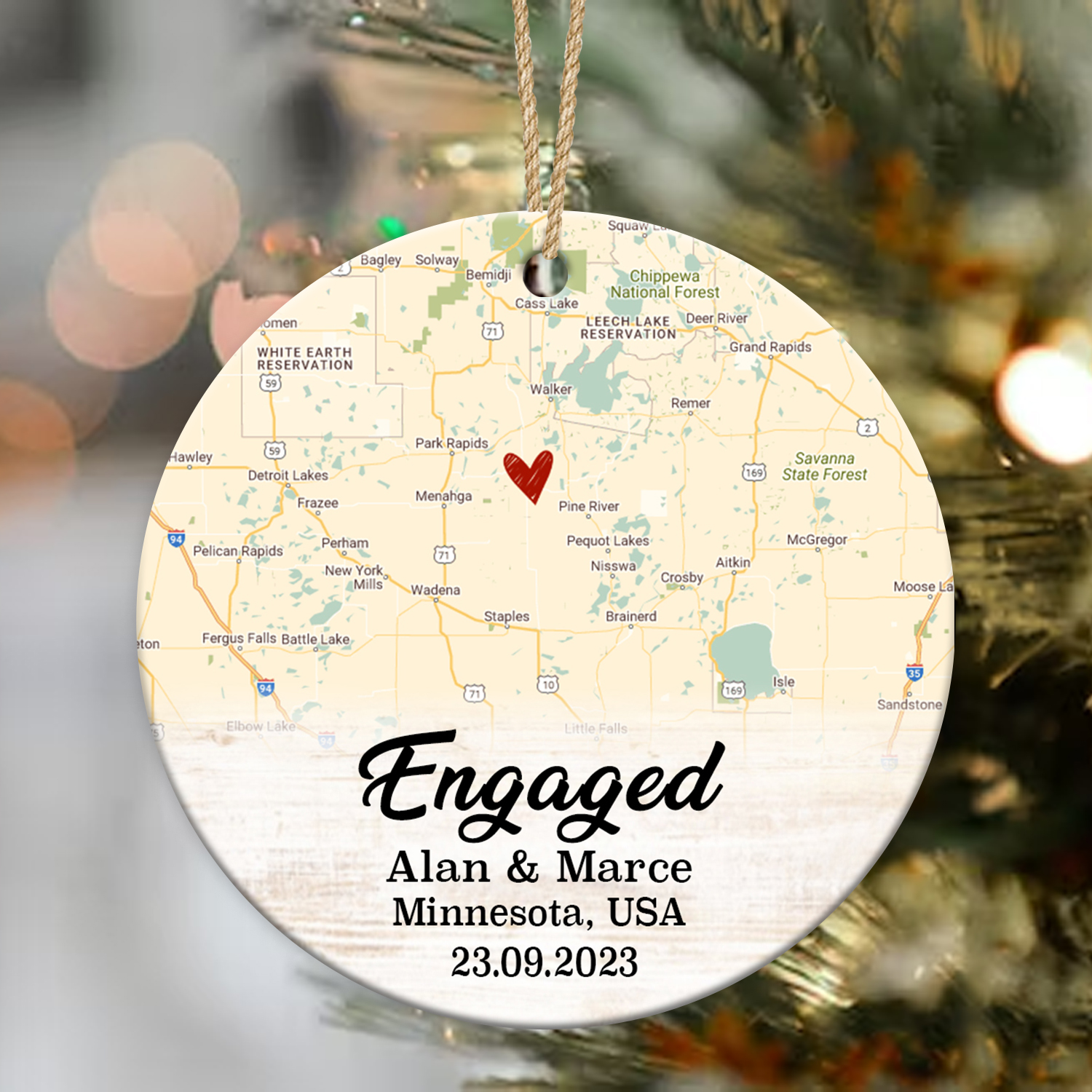 Engagement - Personalized Location Map Ceramic Ornament - Custom Gift For Newlyweds 1 engagement personalized location map ceramic ornament christmas gift for newlyweds