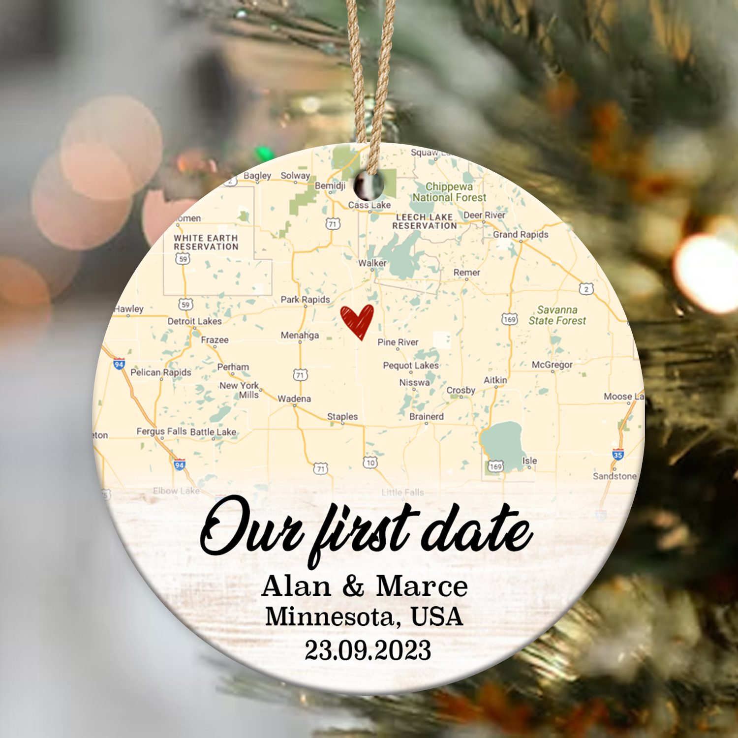 Our First Date - Personalized Location Map Ceramic Ornament - Custom Gift For Couple 1 our first date personalized location map ceramic ornament christmas gift for couple