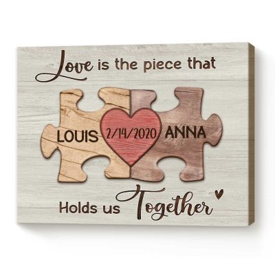 You Are The Missing Piece - Couple Personalized Puzzle Piece Canvas - Best Valentine Christmas Gift for Her, For Him