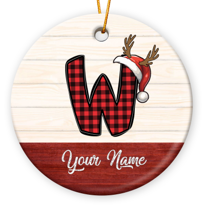 Monogram Alphabet - Personalized Name Christmas Ceramic Ornament - Initials Name Ornament Decoration