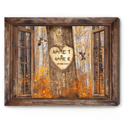 carved heart tree personalized couple names carved in tree wall art custom couple name sign keepsake gift for anniversary wedding