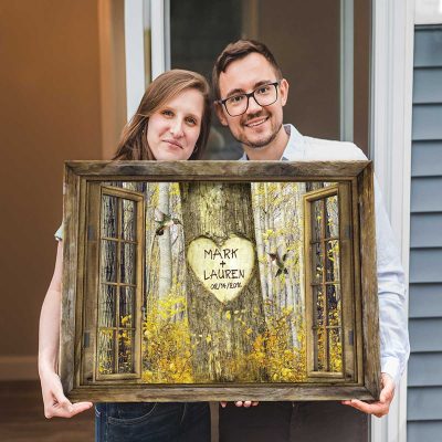 carved heart tree personalized couple names carved in tree wall art custom couple name sign keepsake gift for anniversary wedding