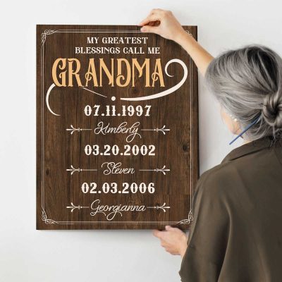my greatest blessings call me grandma - personalized grandma sign with grandkids names and birthday - mothers day gifts for grandma from grandkids