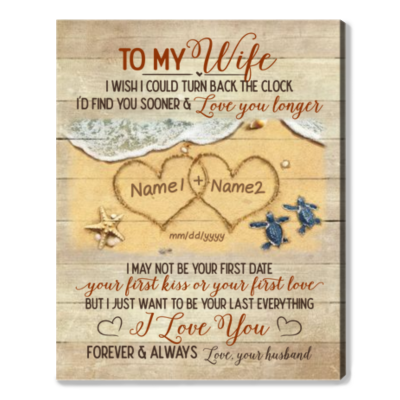 To My Wife - Personalized Heart In Sand Canvas With Name - Gifts For My Wife From Husband