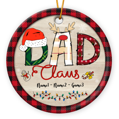 Dad Claus - Custom Dad Christmas Ornament With Kids Names - Christmas Gifts for Dad