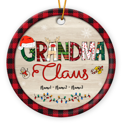 Grandma Claus - Custom Grandma Christmas Ornament With Grandkids Names - Christmas Gifts for Grandma