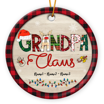 Grandpa Claus - Custom Grandpa Christmas Ornament With Grandkids Names - Christmas Gifts for Grandpa
