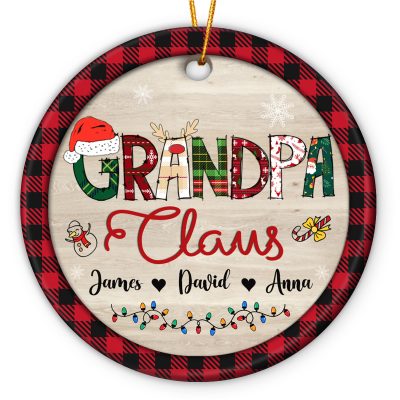 Grandpa Claus - Custom Grandpa Christmas Ornament With Grandkids Names - Christmas Gifts for Grandpa