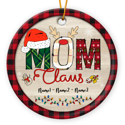 Mom Claus - Custom Mom Christmas Ornament With Kids Names - Christmas Gifts for Mom