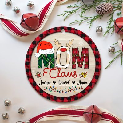Mom Claus - Custom Mom Christmas Ornament With Kids Names - Christmas Gifts for Mom