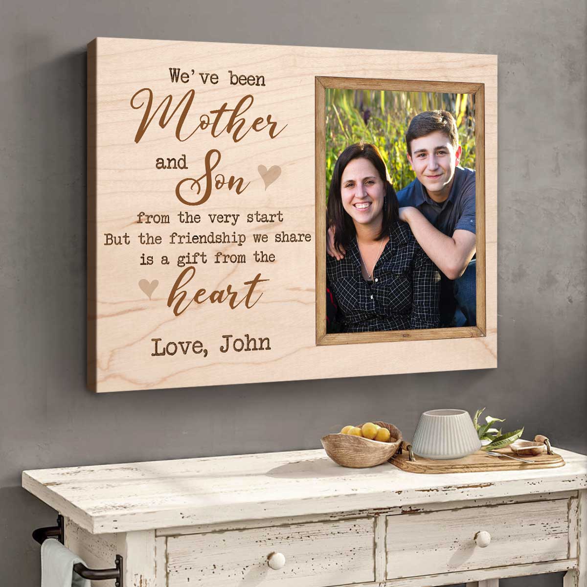 Mother and Son Personalized Photo Canvas Print - Mother's Day Gifts for Mom From Son 1 Mother and Son Personalized Photo Canvas Print - Christmas Gifts for Mom From Son