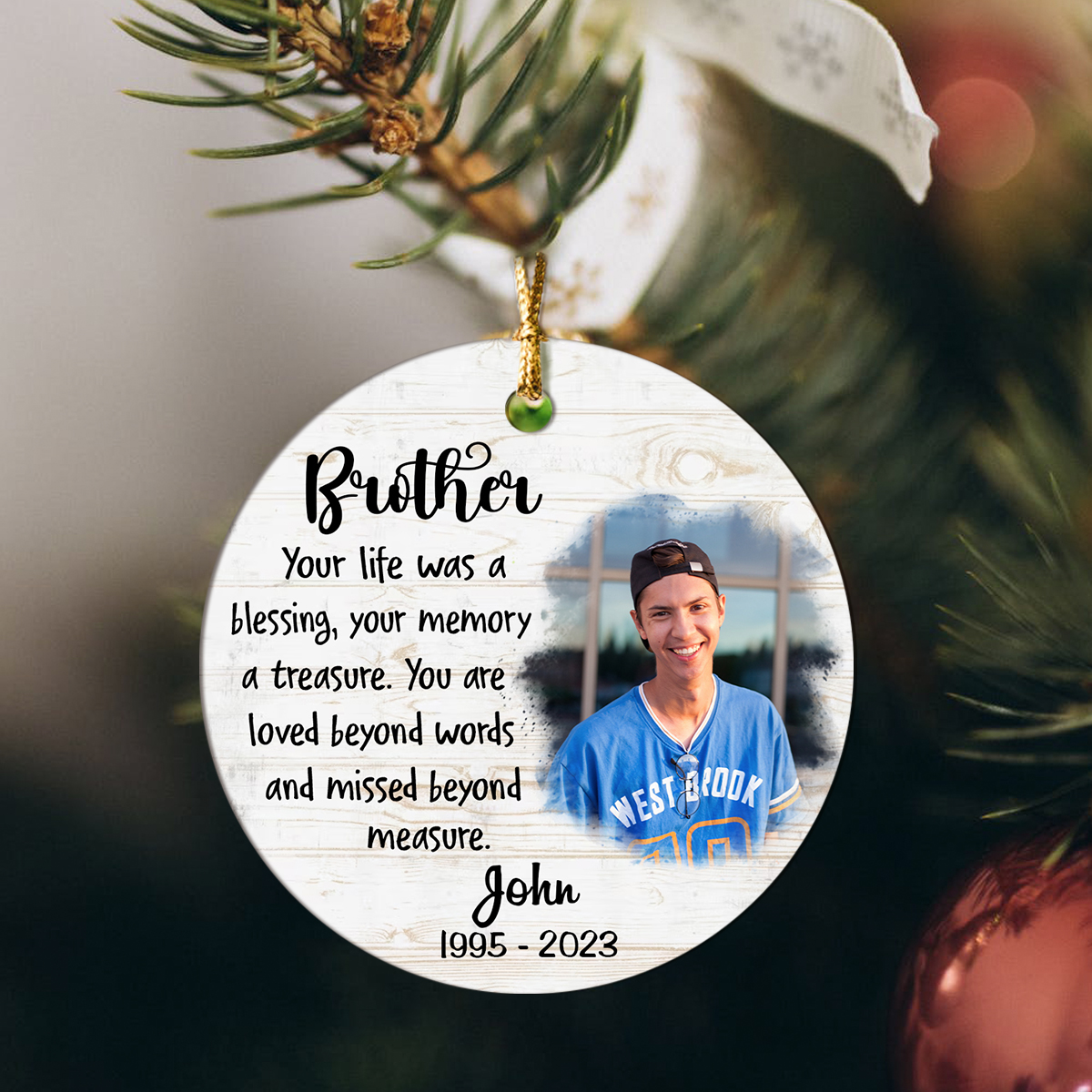 your life was a blessing - personalized in memory of brother photo ornament - loss of brother sympathy gifts