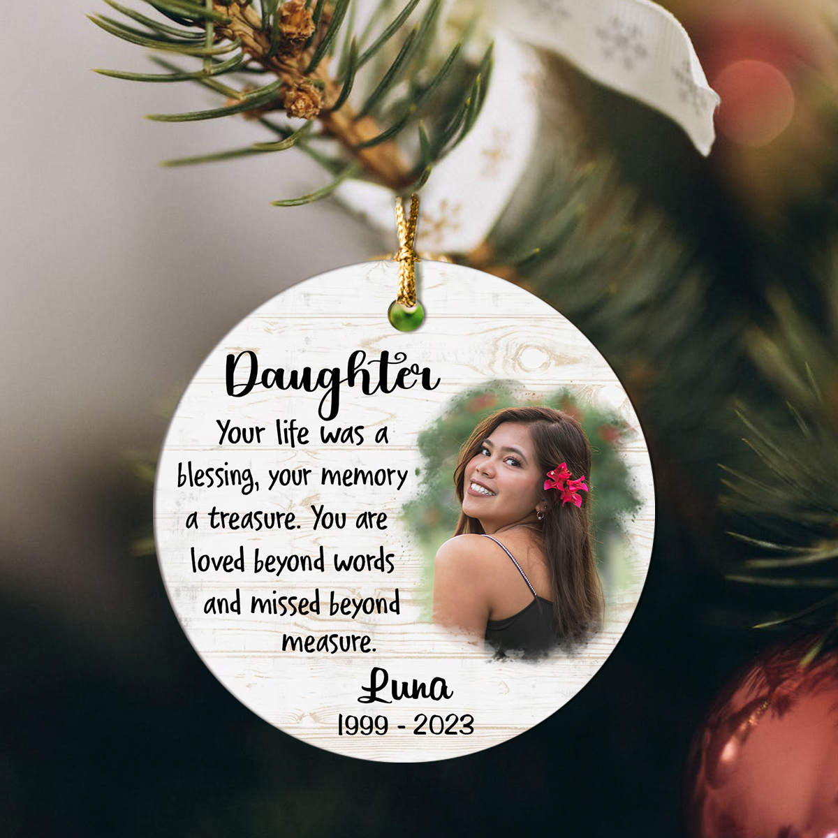 your life was a blessing - personalized bereavement photo ornament - memorial ornament loss of daughter