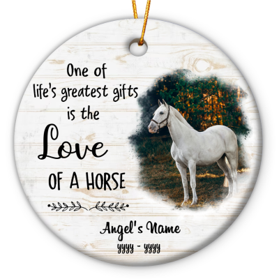 personalized horse memorial photo ceramic ornament - in loving memory of horse ornament - angel horse in heaven gifts