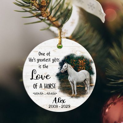 personalized horse memorial photo ceramic ornament - in loving memory of horse ornament - angel horse in heaven gifts