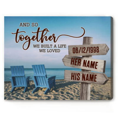 And So Together We Built A Life We Loved - Personalized Beach Chairs Couple Names Sign - Engagement Anniversary Christmas Gifts For Her