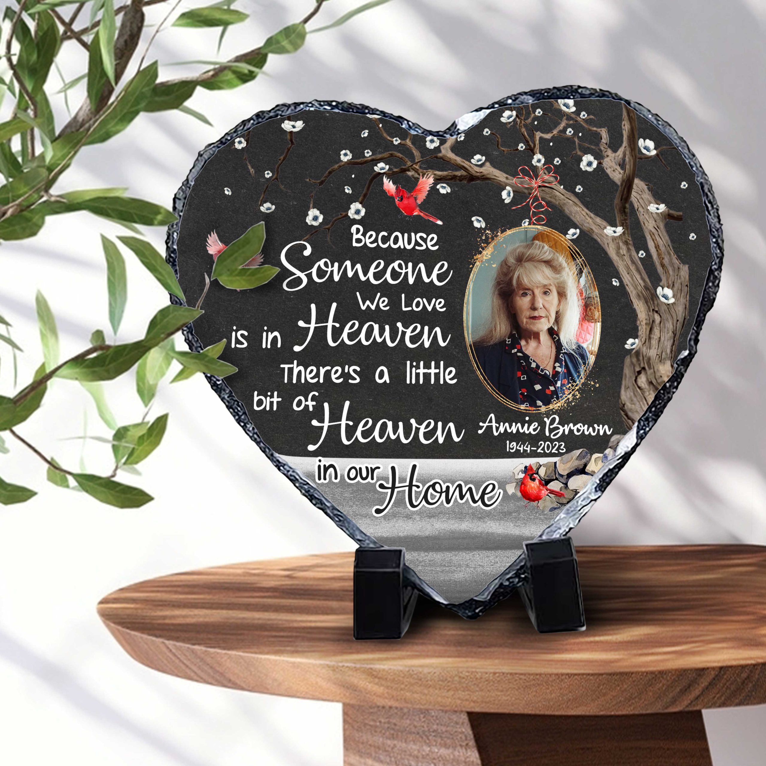 Heaven In Our Home - Personalized Memorial Garden Stone - Heart Shape Stone - Sympathy Gifts