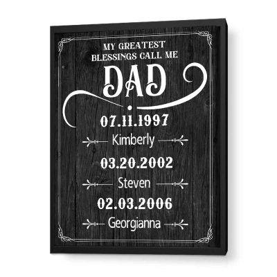 my greatest blessings call me dad - personalized dad sign with children names & birthday - christmas gifts for dad from kids