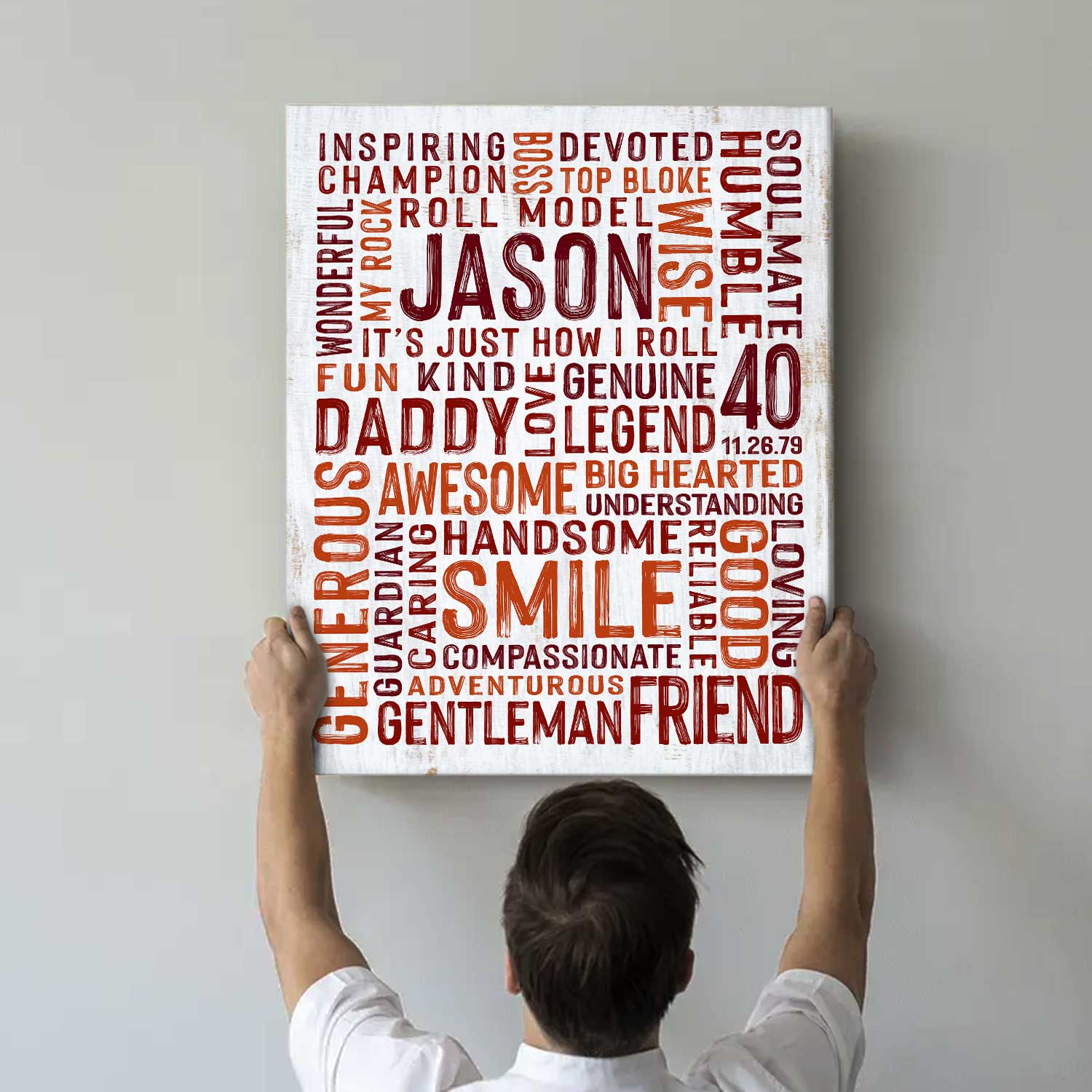 Personalized Word Art Canvas - Custom Name Gifts for Dad - Birthday Gifts for Him
