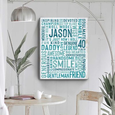 Personalized Word Art Canvas - Custom Name Gifts for Dad - Birthday Gifts for Him
