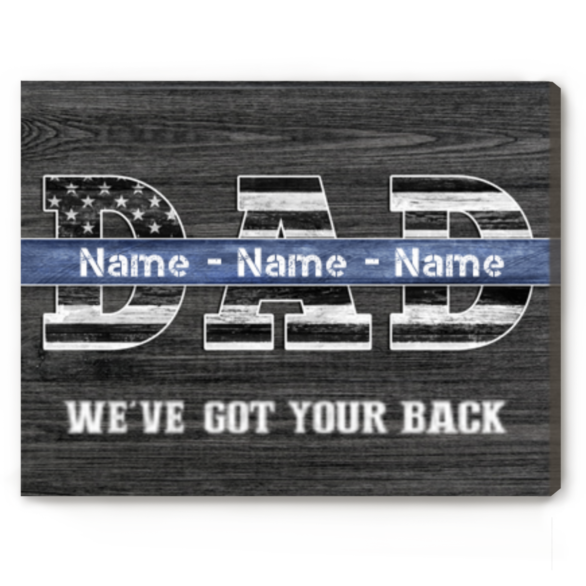 Thin Blue Line - Personalized Police Officer Dad Sign - Policeman Gifts With Kids Names