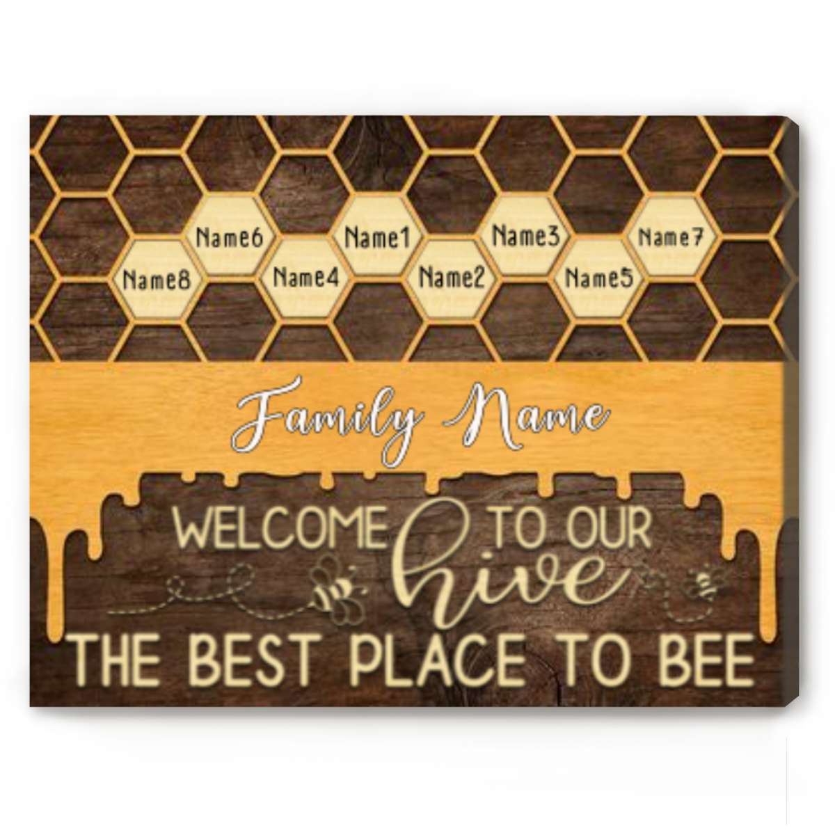 Welcome To Our Hive - Bee Family Personalized Sign - Custom Family Name Art - Family Gifts