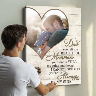 Dad You Left Me Beautiful Memories - Custom Photo Dad Memorial Canvas Print - Bereavement Gifts For Loss Of Father