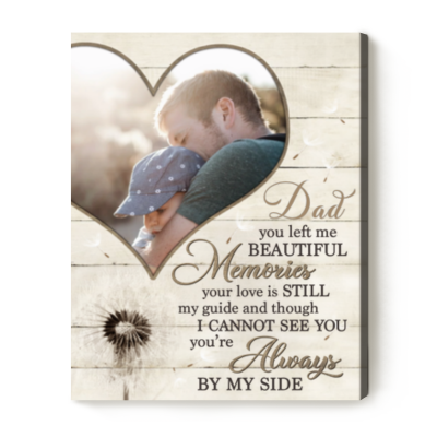 Dad You Left Me Beautiful Memories - Custom Photo Dad Memorial Canvas Print - Bereavement Gifts For Loss Of Father
