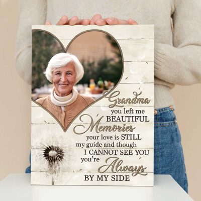 Grandma You Left Me Beautiful Memories - Custom Photo Grandma Memorial Canvas Print - Loss Of Grandmother Gifts