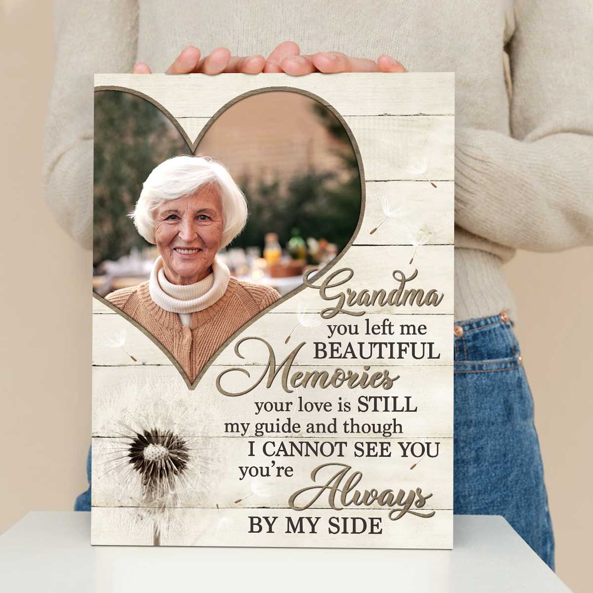 Grandma You Left Me Beautiful Memories - Custom Photo Grandma Memorial Canvas Print - Loss Of Grandmother Gifts