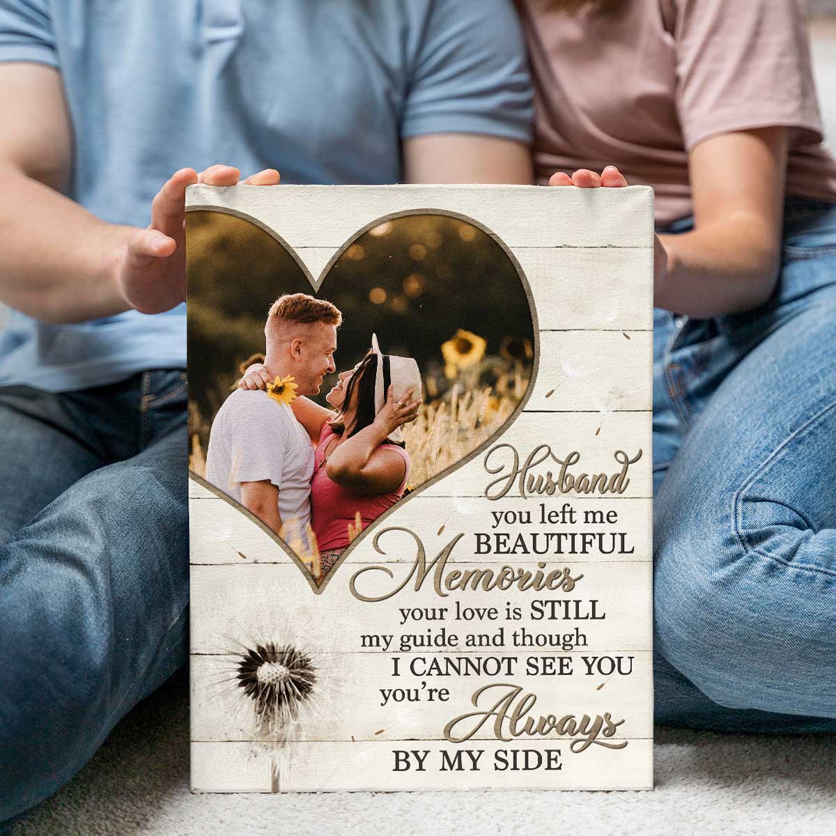 Husband You Left Me Beautiful Memories - Custom Photo Husband Memorial Canvas Print - Sympathy Gift For Husband