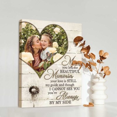 Mom You Left Me Beautiful Memories - Custom Photo Mom Memorial Canvas Print - Sympathy Gifts For Loss Of Mom