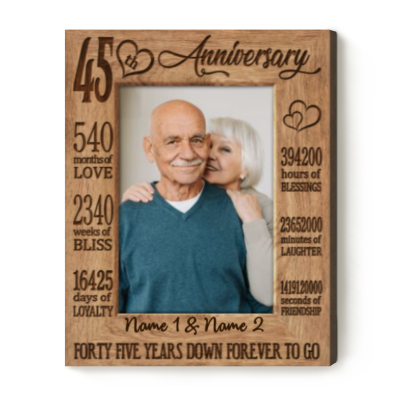 Forty Five Years Down Forever To Go - 45th Anniversary Custom Photo Canvas - 45 Years Anniversary Gifts For Parents