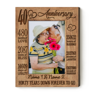 Forty Years Down Forever To Go - 40th Anniversary Custom Photo Canvas - 40 Year Wedding Anniversary Gift