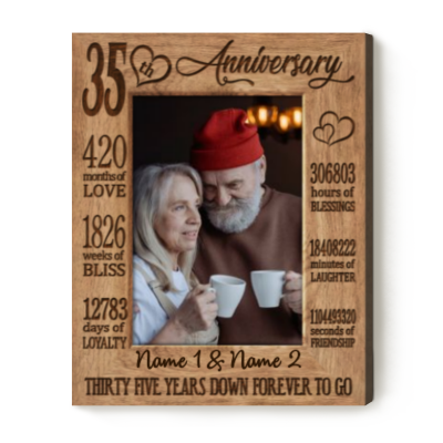 Thirty Five Years Down Forever To Go - 35th Anniversary Custom Photo Canvas - 35 Year Wedding Anniversary Gift