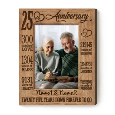 Twenty Five Years Down Forever To Go - 25th Anniversary Custom Photo Canvas - 25 Year Wedding Anniversary Gift