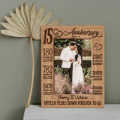Fifteen Years Down Forever To Go - 15th Anniversary Custom Photo Canvas - 15 Year Wedding Anniversary Gift