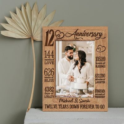 Twelve Years Down Forever To Go - 12th Anniversary Custom Photo Canvas - 12 Year Wedding Anniversary Gift