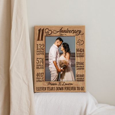 Eleven Years Down Forever To Go - 11th Anniversary Custom Photo Canvas - 11 Year Wedding Anniversary Gift